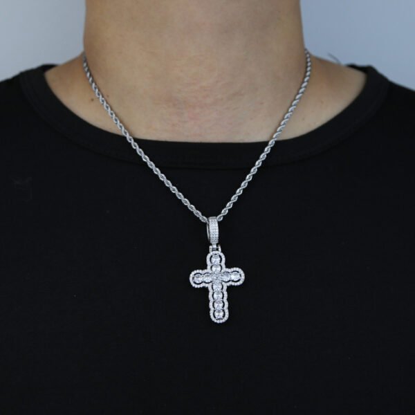 Iced Out Tennis Cross Pendant Necklace - Image 8
