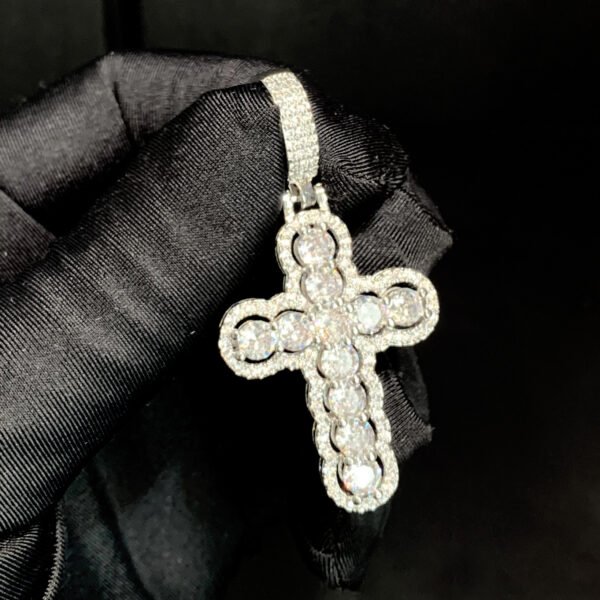 Iced Out Tennis Cross Pendant Necklace - Image 5