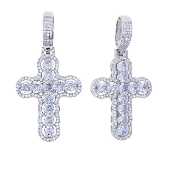 Iced Out Tennis Cross Pendant Necklace - Image 4