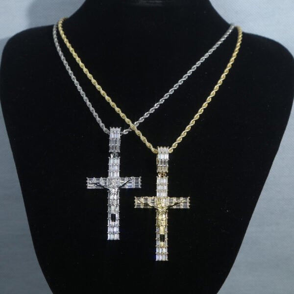 Iced Out Baguette Crucifix Cross Necklace