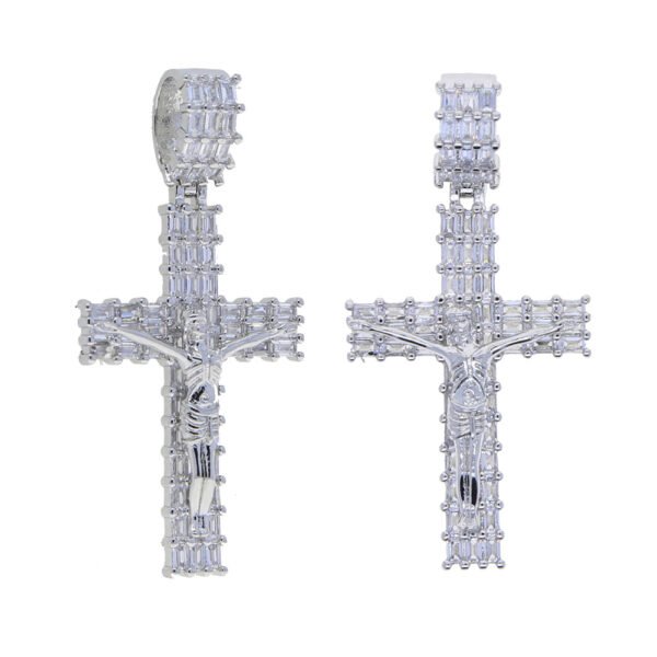 Iced Out Baguette Crucifix Cross Necklace - Image 5