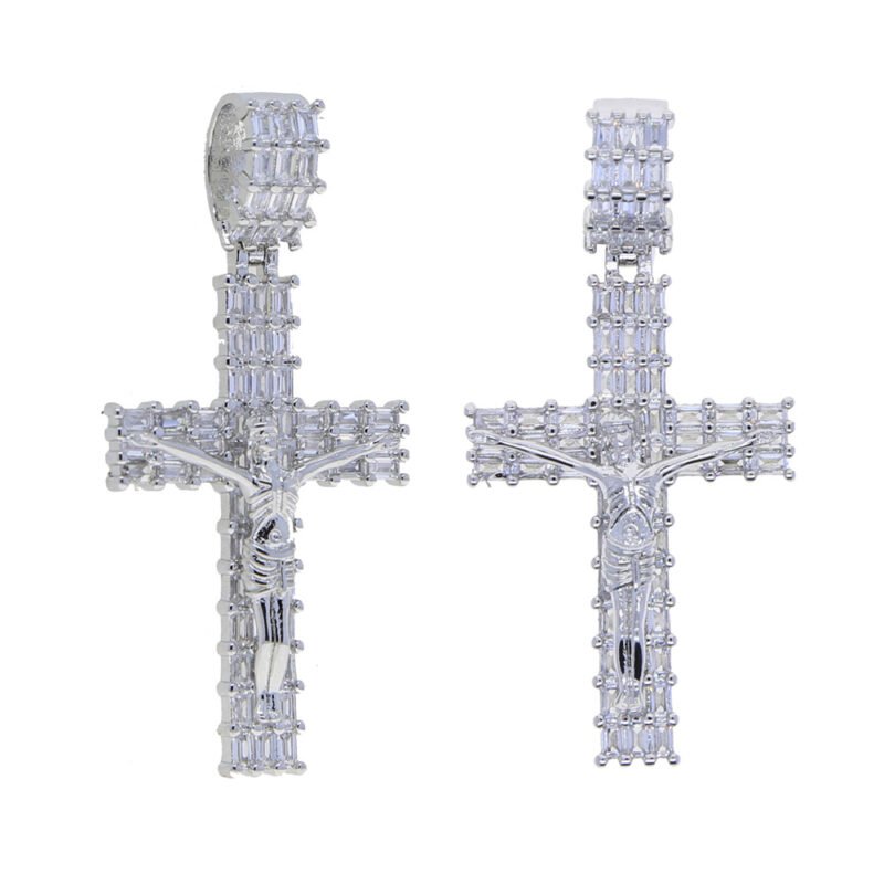 Iced Out Baguette Crucifix Cross Necklace - Image 5