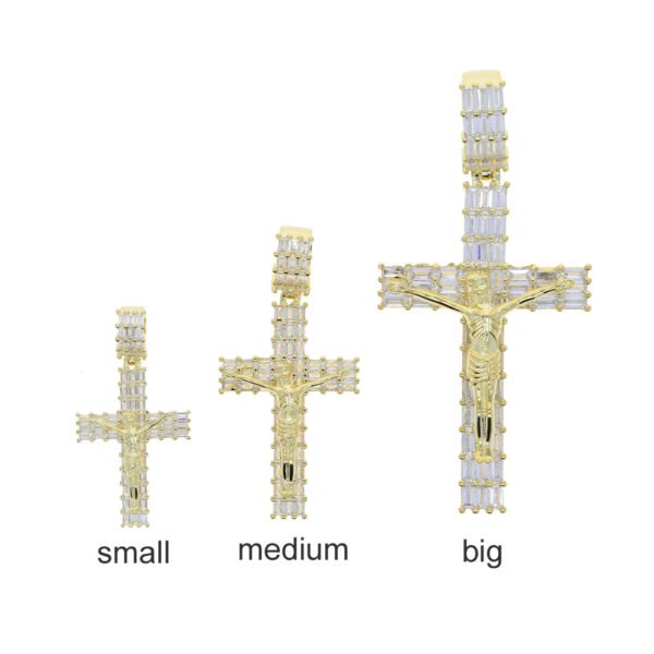 Iced Out Baguette Crucifix Cross Necklace - Image 6