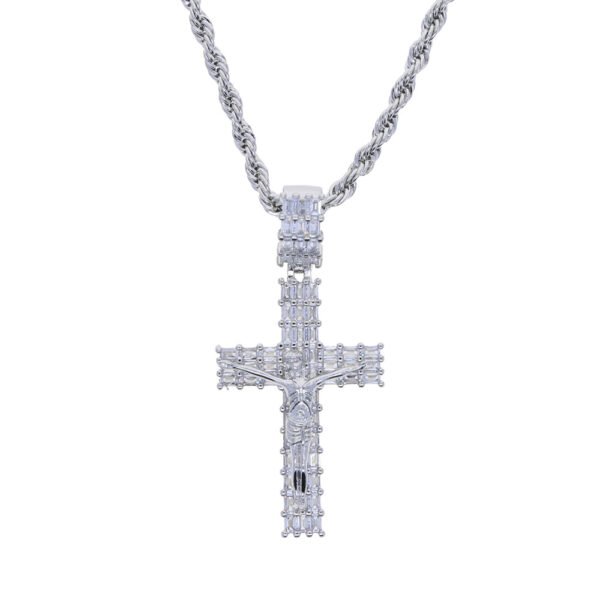 Iced Out Baguette Crucifix Cross Necklace - Image 2