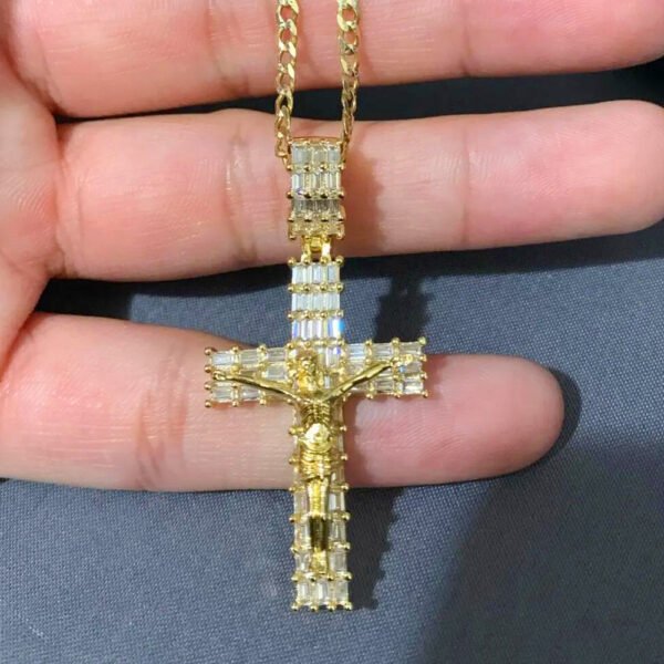 Iced Out Baguette Crucifix Cross Necklace - Image 7
