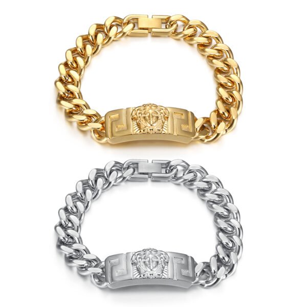 Medusa Crest Curb Link Bracelet