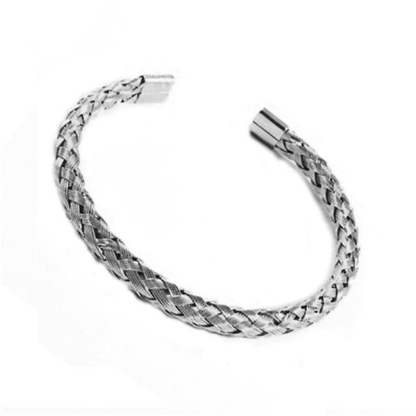 Braided Stainless Steel Bangle - Image 3