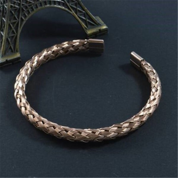 Braided Stainless Steel Bangle - Image 6