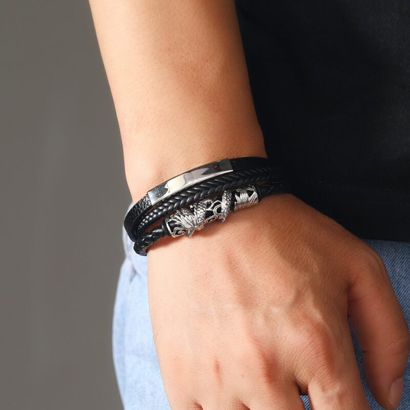 Fierce Serpent Cuff Leather Bracelet - Image 2