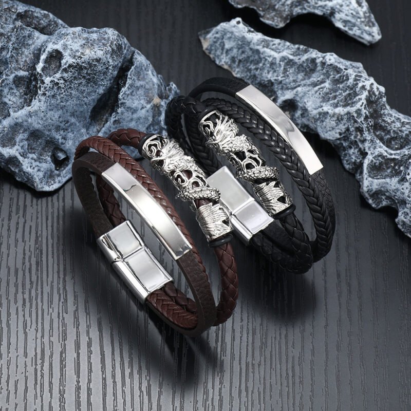 Fierce Serpent Cuff Leather Bracelet