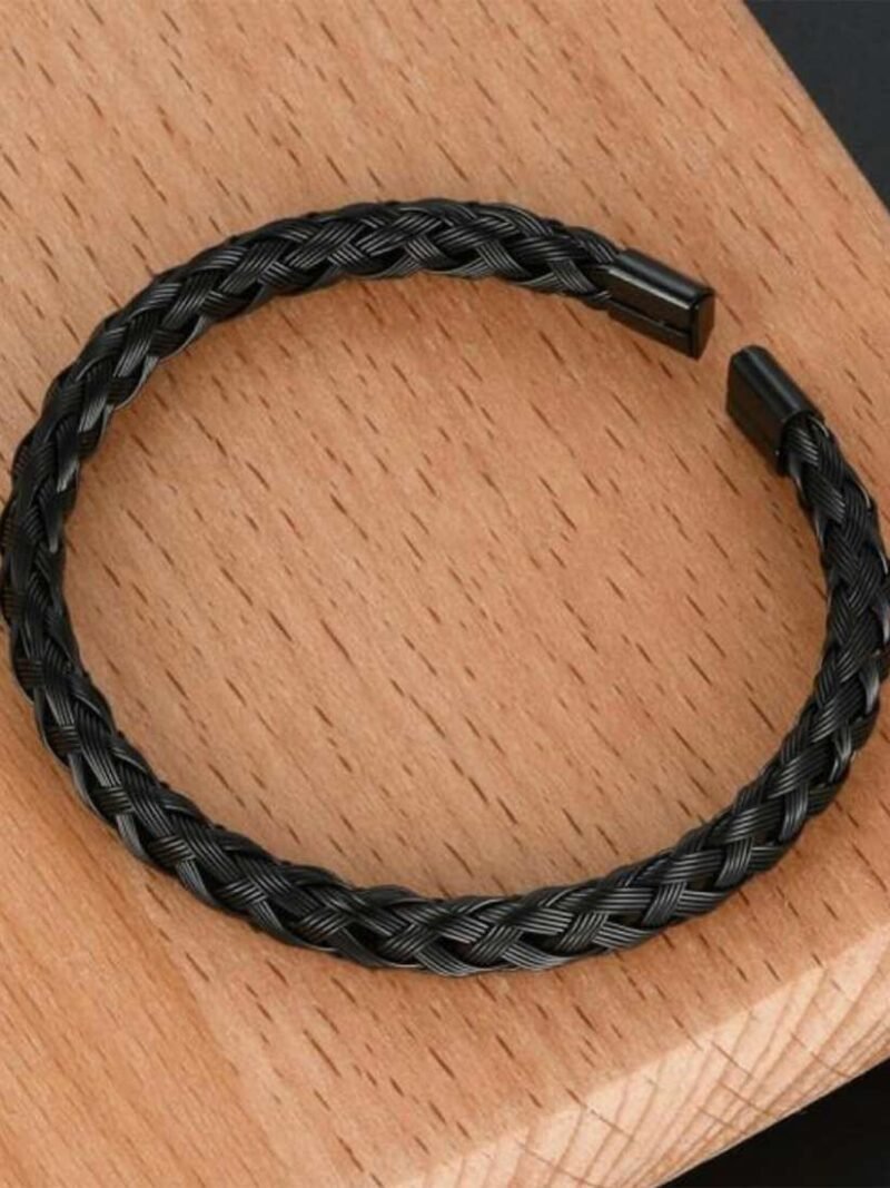 Classic Braided Leather Bracelet - Image 3
