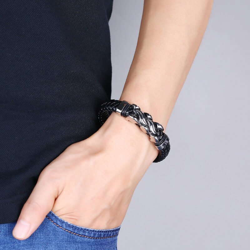 Black Braided Dolphin Charm Bracelet - Image 3