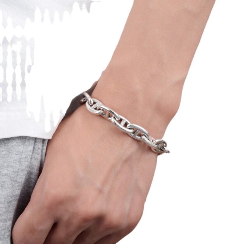 High-Polish Stainless Steel Cuban Silver Bracelet