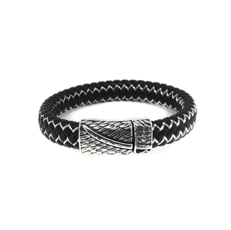 Black Leather Sword Bracelet