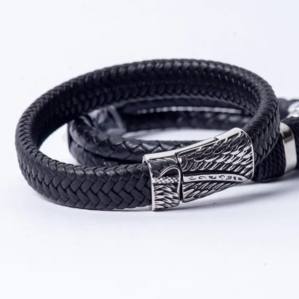 Black Leather Sword Bracelet - Image 5