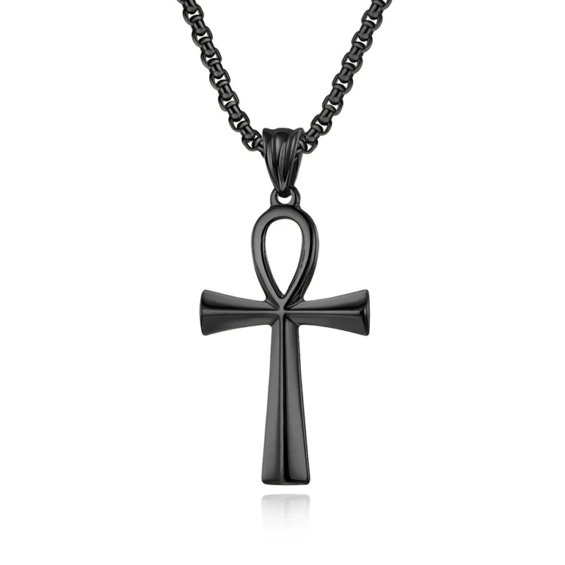 Black Ankh Cross Necklace