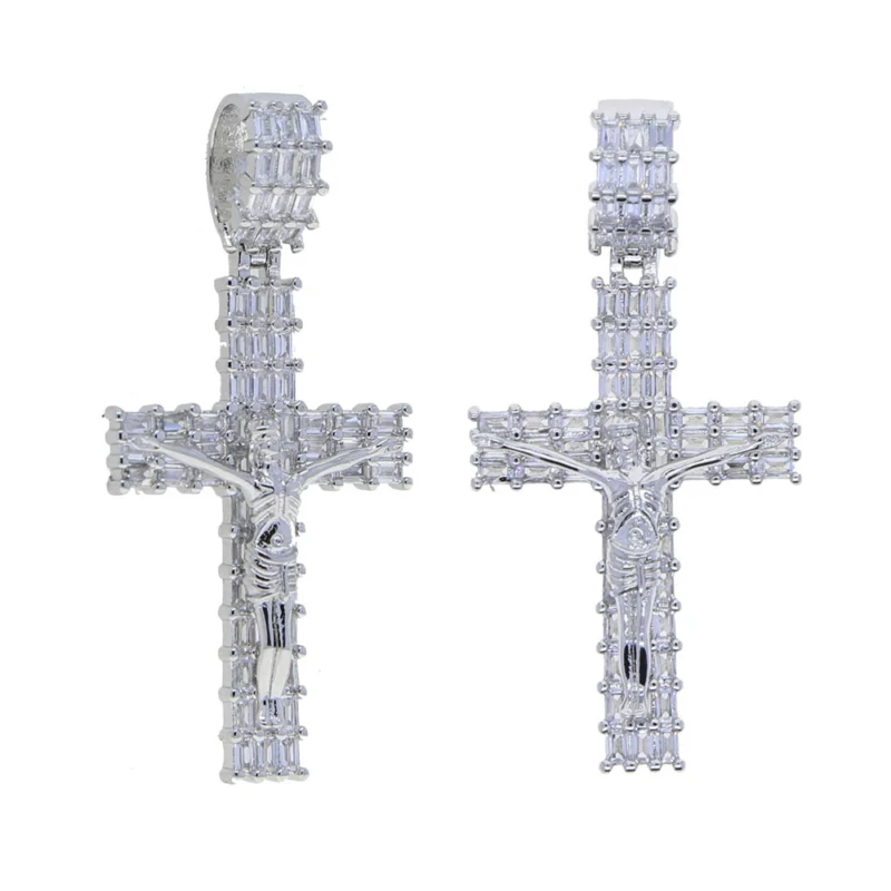 Silver Iced Jesus Crucifixion Cross Necklace - Image 2