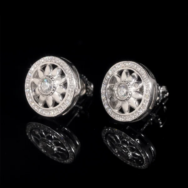 Radiant Wheel VVS Moissanite Silver Earrings