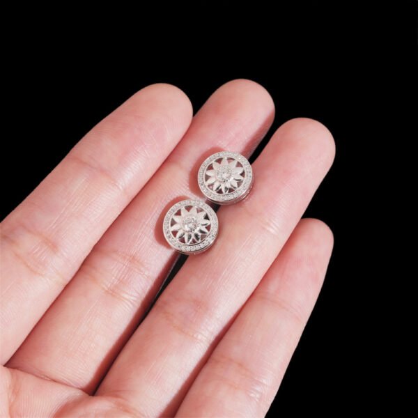 Radiant Wheel VVS Moissanite Silver Earrings - Image 5