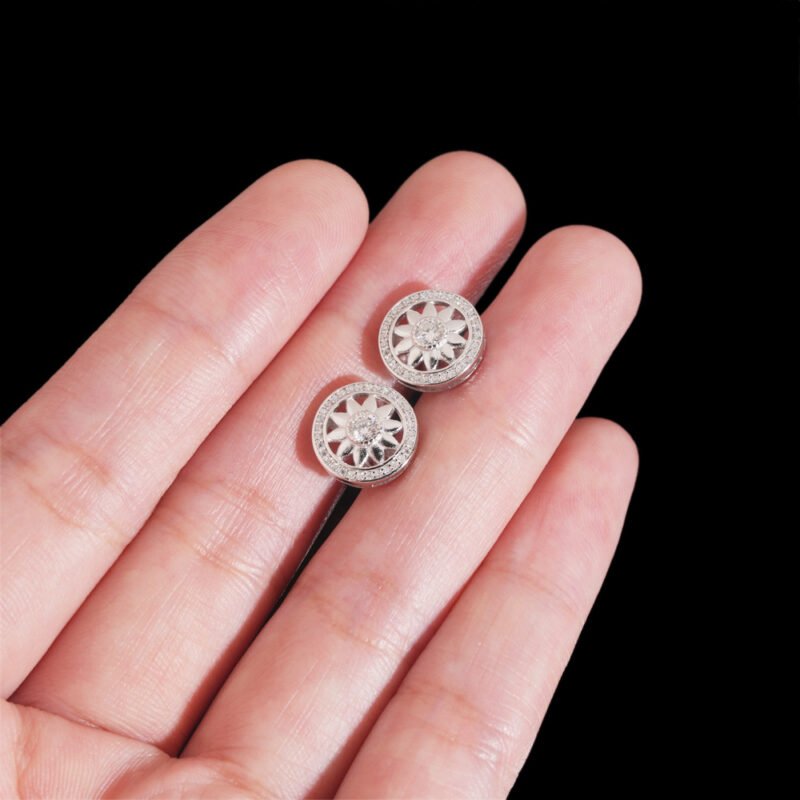Radiant Wheel VVS Moissanite Silver Earrings - Image 5