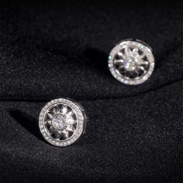 Radiant Wheel VVS Moissanite Silver Earrings - Image 2