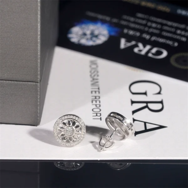 Radiant Wheel VVS Moissanite Silver Earrings - Image 3