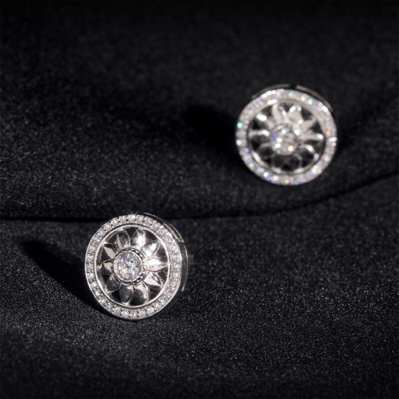 Radiant Wheel VVS Moissanite Silver Earrings - Image 2