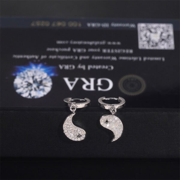 Iced 925 Silver ☯️ Yin-Yang VVS Moissanite Dangle Earrings - Image 3