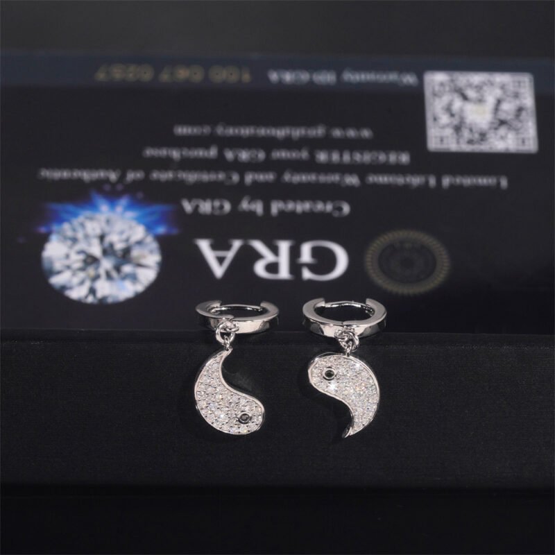 Iced 925 Silver ☯️ Yin-Yang VVS Moissanite Dangle Earrings - Image 3