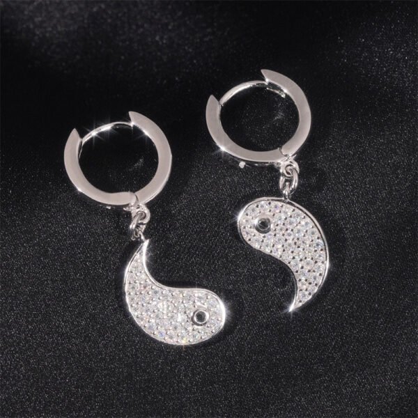 Iced 925 Silver ☯️ Yin-Yang VVS Moissanite Dangle Earrings