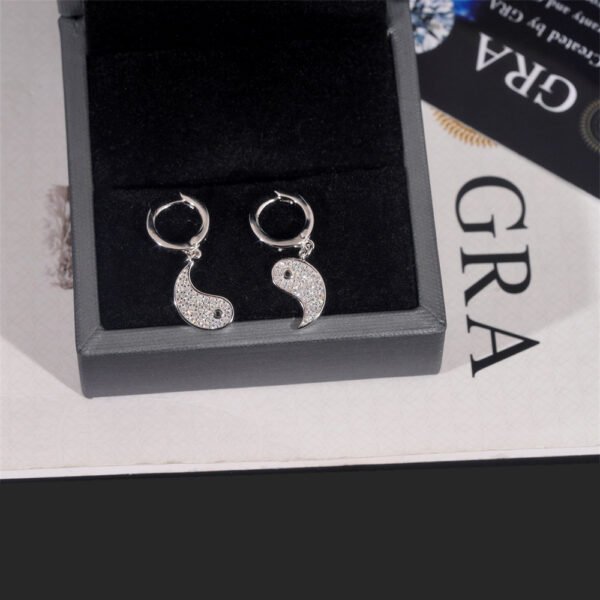 Iced 925 Silver ☯️ Yin-Yang VVS Moissanite Dangle Earrings - Image 2