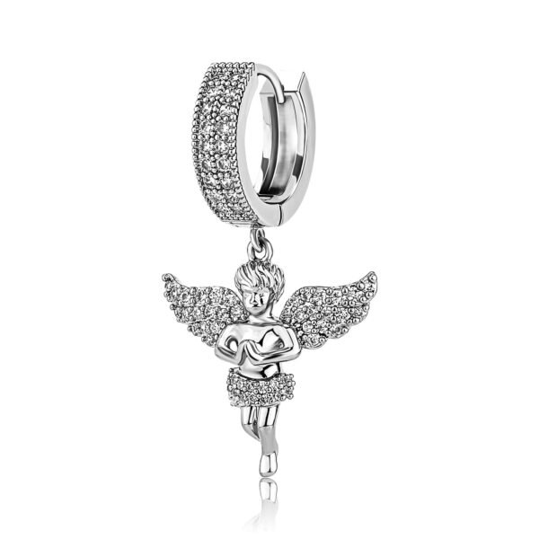 Iced Guardian Angel VVS Moissanite Silver Earrings - Image 3