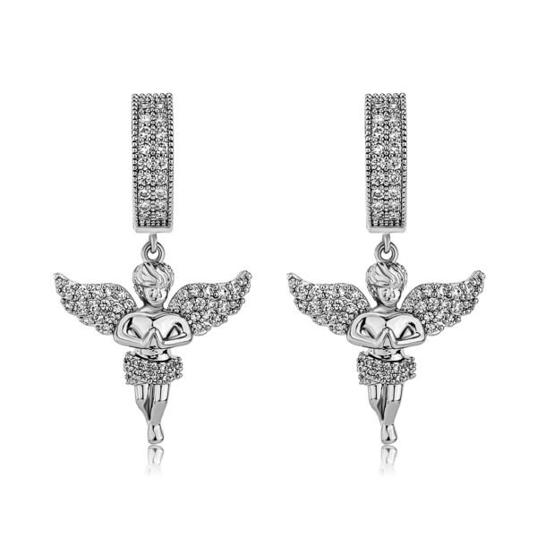 Iced Guardian Angel VVS Moissanite Silver Earrings
