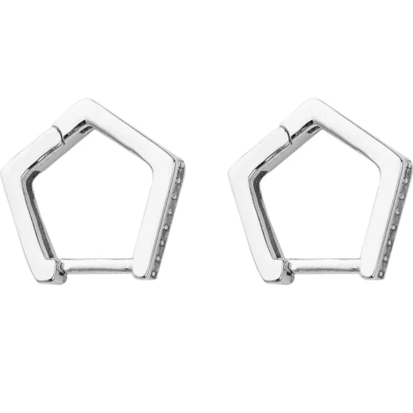 Hexagon VVS Moissanite Hoops Silver Earrings - Image 3