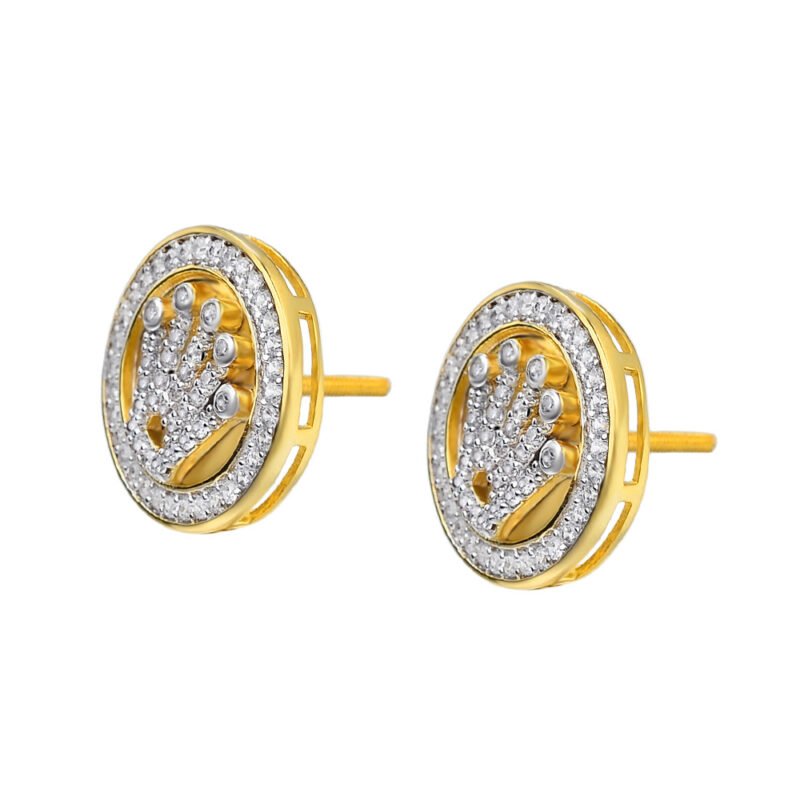 Iced Hand VVS Moissanite Stud Earrings - Image 4