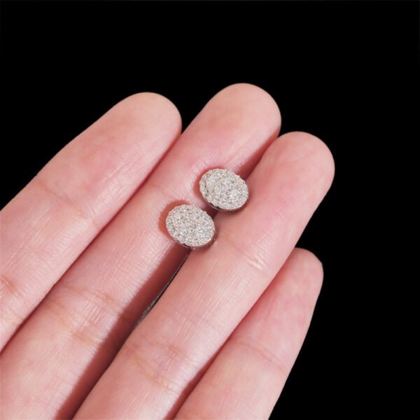 Iced Out Oval VVS Moissanite Silver Stud Earrings - Image 4