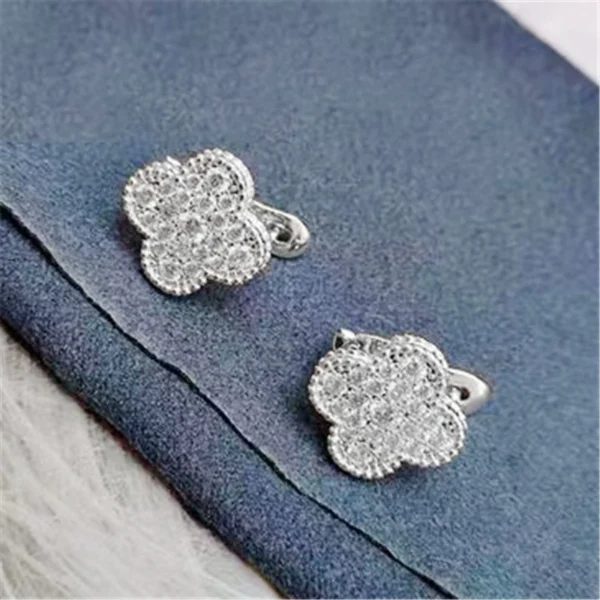 Iced Out Vanclef VVS Moissanite Silver Stud Earrings - Image 5