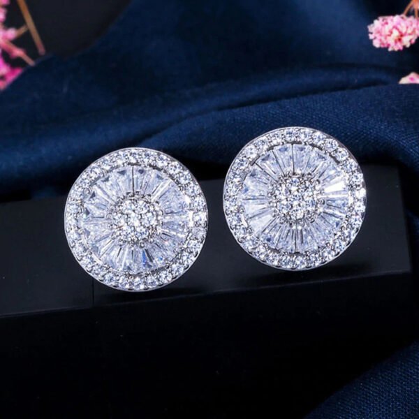Iced Out Halo VVS Moissanite Silver Round Stud Earrings - Image 5