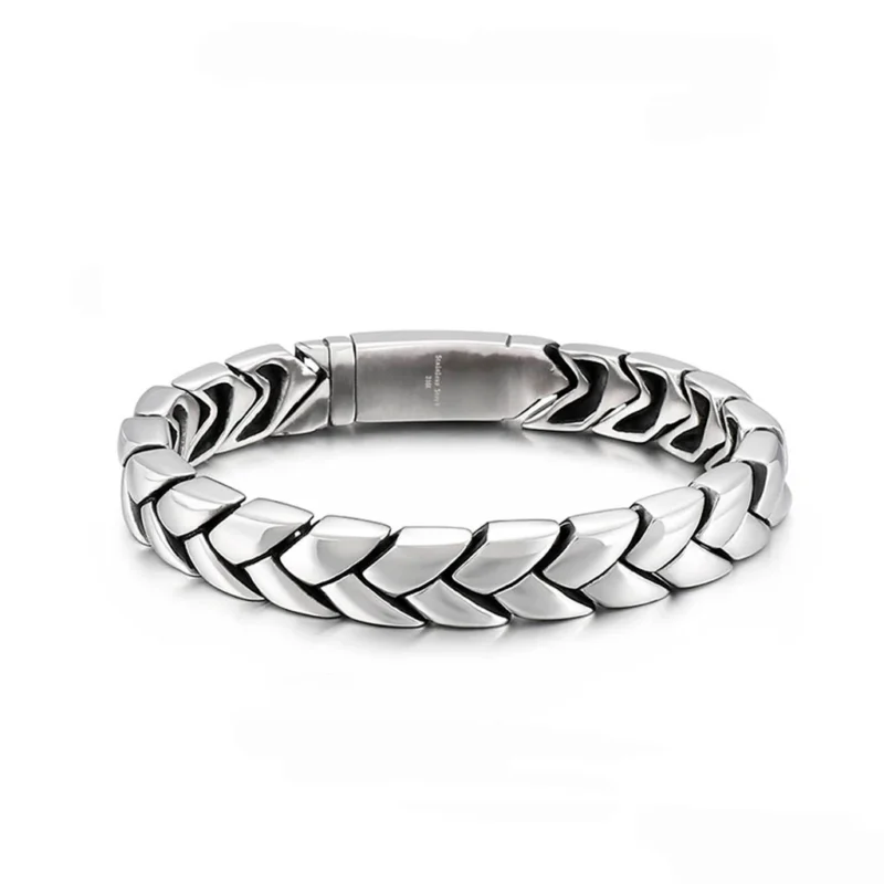 Silver Stainless Steel Titanium Cuban Link Bracelet