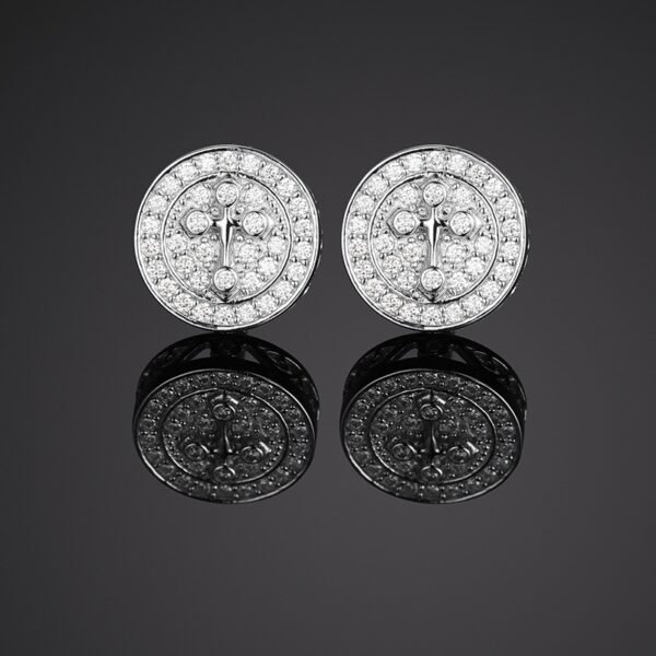 VVS Moissanite Iced Out Cross Top Silver Stud Earrings