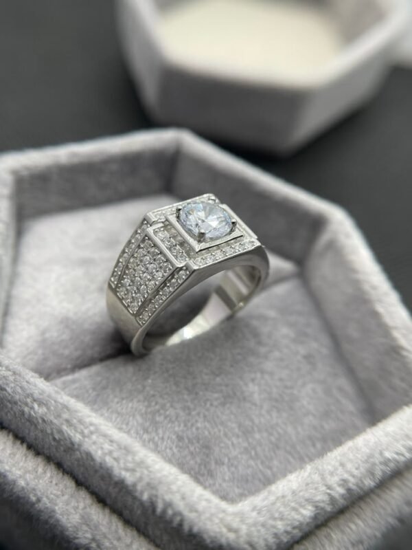 Certified VVS Moissanite Silver Mens Ring