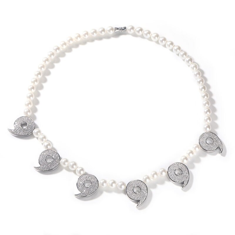 White Bead Pearl Yin-Yang Zircon Nine Necklace - Image 3