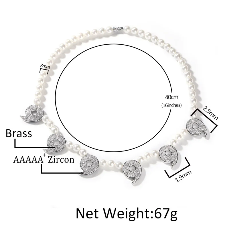 White Bead Pearl Yin-Yang Zircon Nine Necklace - Image 4